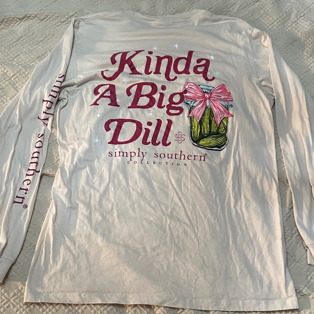 Simply Southern Long Sleeve Tee - Cream with Pink and Green Graphics